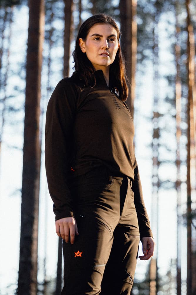 Alaska CoolDry kvinne Halvglidelås topp, Brun, view: 2