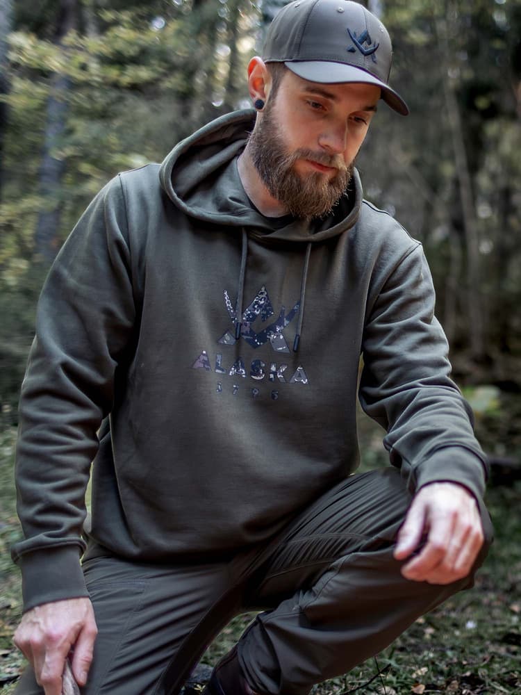 Camo Logo Ms Hoodie, Night Green, view: 1