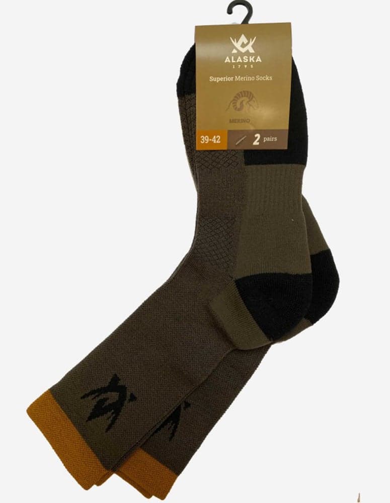 Alaska Superior Merino 2-Pack Sock Dark Olive, view: 1